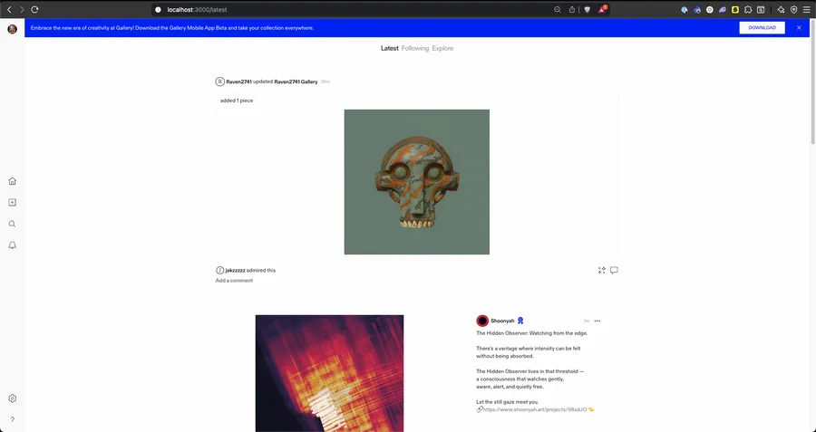 Gallery web collection feed