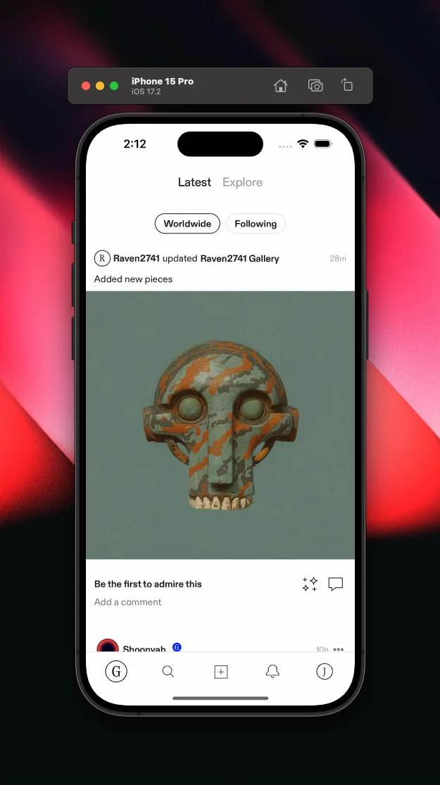 Gallery mobile feed